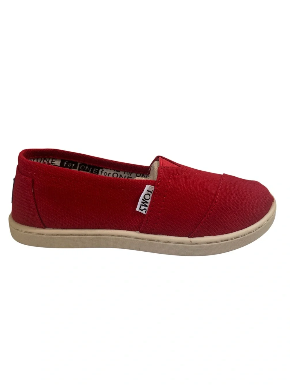 TOMS Classics Kids Red Canvas Slip-On Shoe Size 13.5 Youth